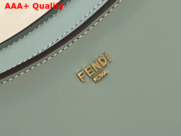 Fendi O Lock Swing Mint Green Leather and Fox Fur Pouch Replica