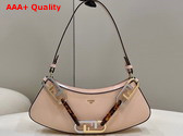 Fendi O Lock Swing Pale Pink Leather Pouch Replica