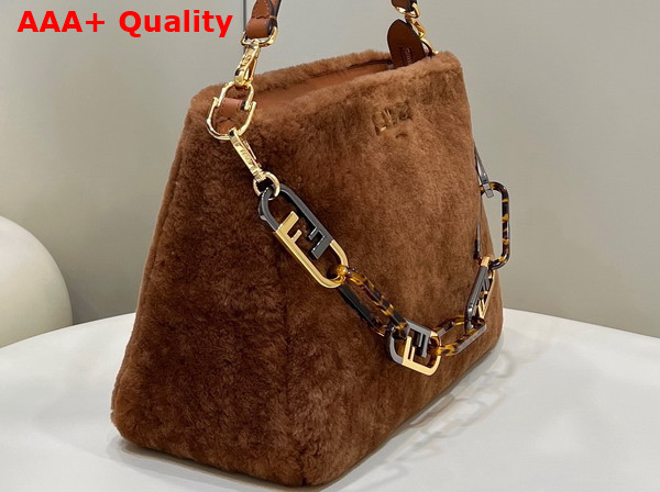 Fendi O Lock Zipper Brown Sheepskin Bag Replica