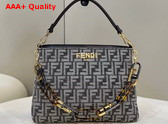 Fendi O Lock Zipper Dark Gray Tapestry Fabric Bag Replica