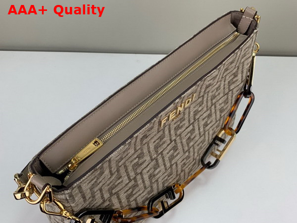 Fendi O Lock Zipper Dove Gray Tapestry Fabric Bag Replica