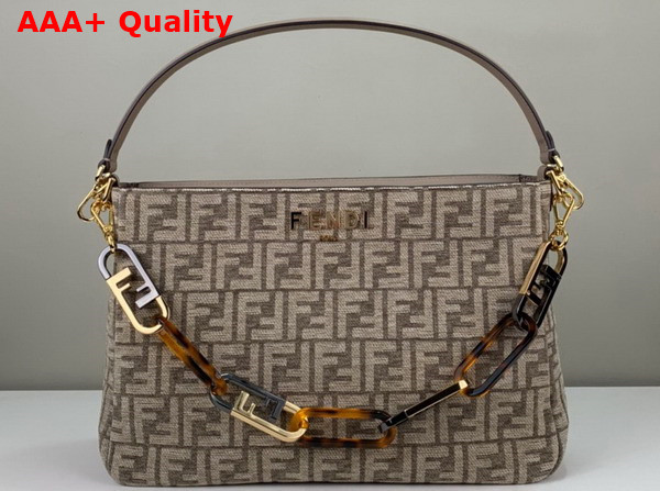 Fendi O Lock Zipper Dove Gray Tapestry Fabric Bag Replica