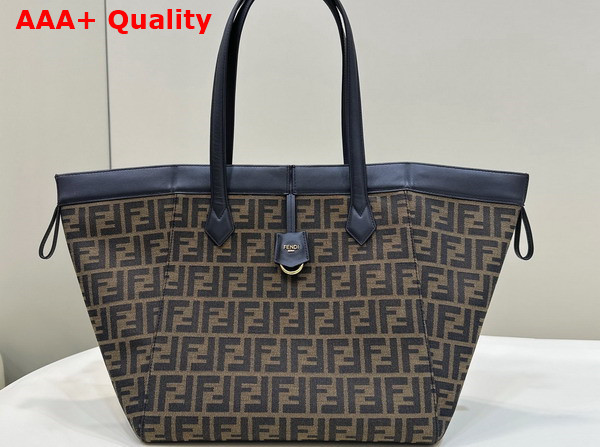 Fendi Origami Large Brown FF Jacquard Fabric Bag that Can be Transformed Replica