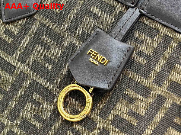 Fendi Origami Large Brown FF Jacquard Fabric Bag that Can be Transformed Replica