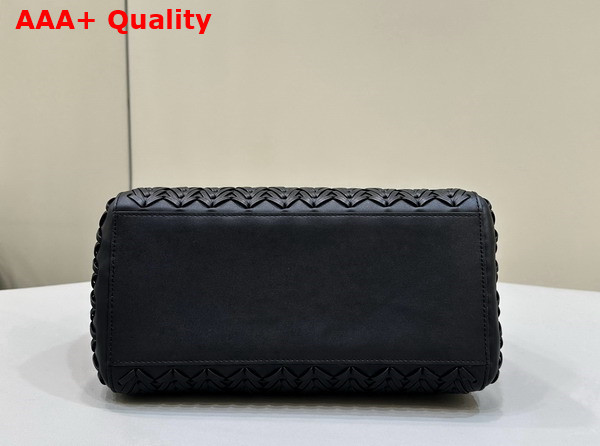 Fendi Origami Medium Black Interlaced Leather Bag that Can be Transformed Replica