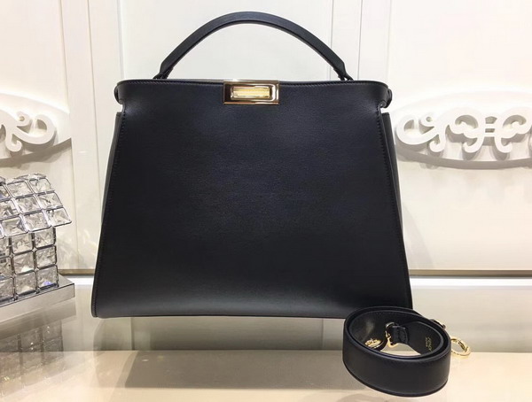 Fendi Oversized Peekaboo Handbag in Black Calfskin For Sale