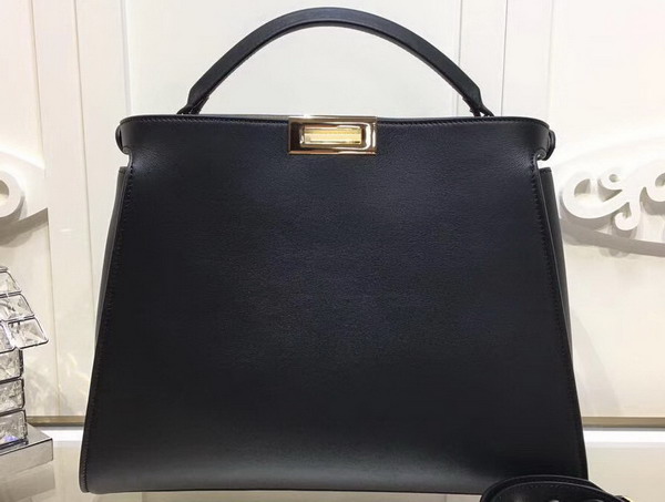 Fendi Oversized Peekaboo Handbag in Black Calfskin For Sale