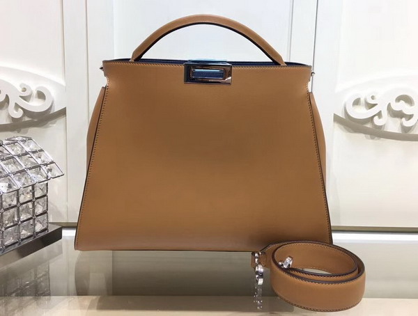 Fendi Oversized Peekaboo Handbag in Brown Calfskin For Sale