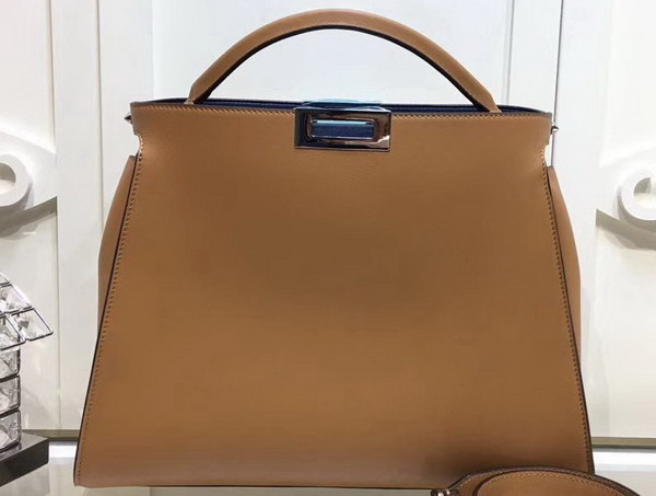 Fendi Oversized Peekaboo Handbag in Brown Calfskin For Sale