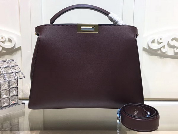 Fendi Oversized Peekaboo Handbag in Burgundy Calfskin For Sale