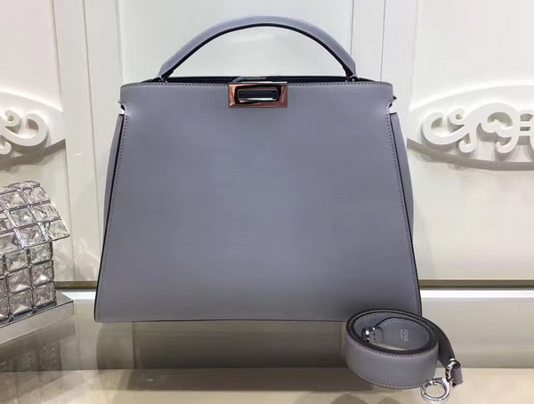 Fendi Oversized Peekaboo Handbag in Light Blue Calfskin For Sale