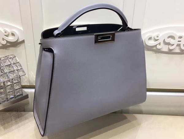 Fendi Oversized Peekaboo Handbag in Light Blue Calfskin For Sale