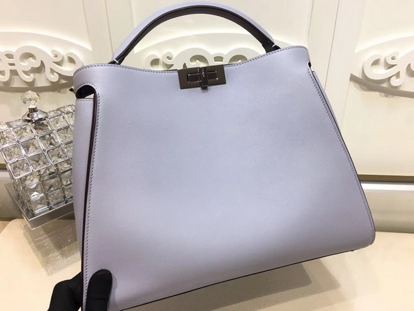 Fendi Oversized Peekaboo Handbag in Light Blue Calfskin For Sale