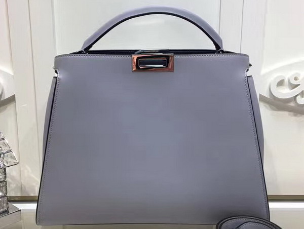 Fendi Oversized Peekaboo Handbag in Light Blue Calfskin For Sale