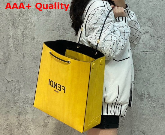 Fendi Pack Medium Shopping Bag Yellow Leather Bag Replica