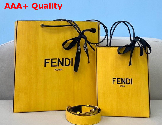 Fendi Pack Medium Shopping Bag Yellow Leather Bag Replica