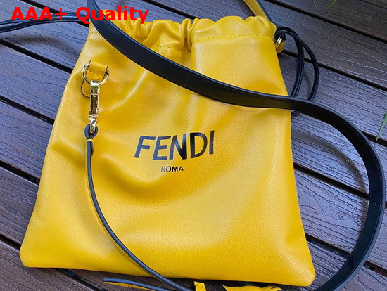 Fendi Pack Small Pouch Bag with Drawstring Yellow Nappa Leathe ROMA Replica