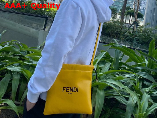 Fendi Pack Small Pouch Bag with Drawstring Yellow Nappa Leathe ROMA Replica