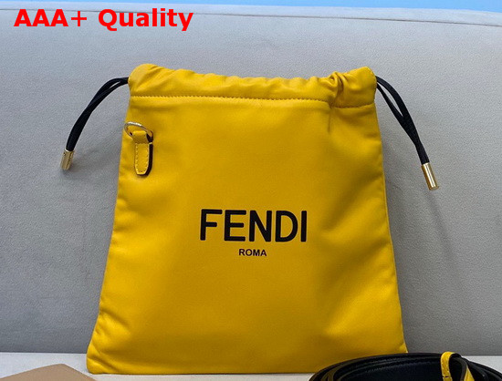 Fendi Pack Small Pouch Bag with Drawstring Yellow Nappa Leathe ROMA Replica