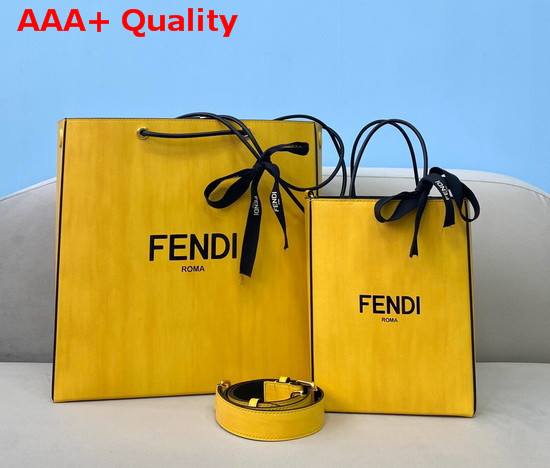 Fendi Pack Small Shopping Bag Yellow Leather Bag Replica