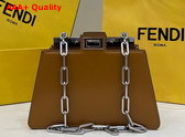 Fendi Peekaboo Cut Petite Brown Leather Bag Replica