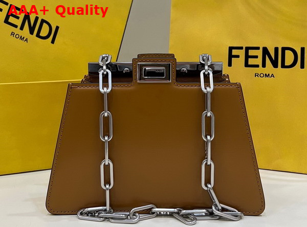 Fendi Peekaboo Cut Petite Brown Leather Bag Replica