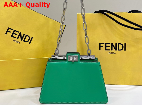 Fendi Peekaboo Cut Petite Green Leather Bag Replica