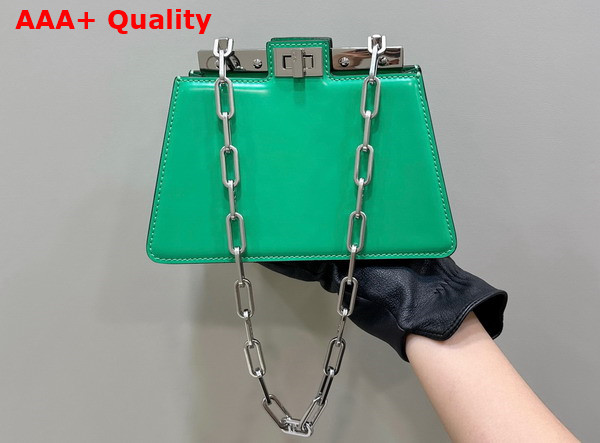 Fendi Peekaboo Cut Petite Green Leather Bag Replica