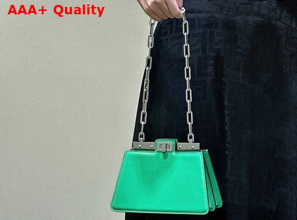 Fendi Peekaboo Cut Petite Green Leather Bag Replica