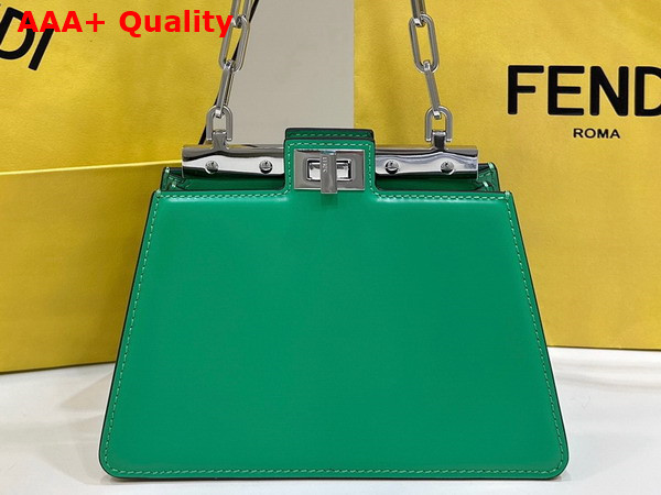 Fendi Peekaboo Cut Petite Green Leather Bag Replica