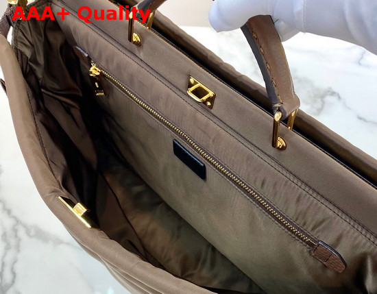 Fendi Peekaboo Fendi and Porter Medium Brown Nylon Bag Replica