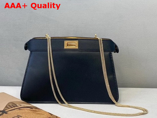 Fendi Peekaboo I See U Pochette Black Leather Bag with Fringes Replica