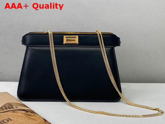 Fendi Peekaboo I See U Pochette Black Nappa Leather Bag Replica