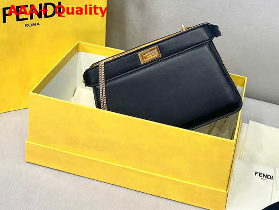 Fendi Peekaboo I See U Pochette Black Nappa Leather Bag Replica