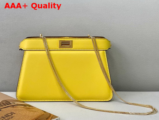 Fendi Peekaboo I See U Pochette Yellow Nappa Leather Bag Replica