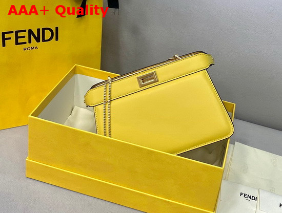 Fendi Peekaboo I See U Pochette Yellow Nappa Leather Bag Replica