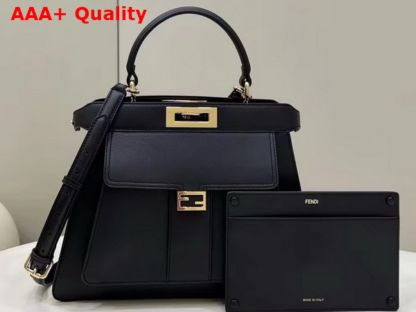 Fendi Peekaboo ISeeU Medium Handbag in Black Leather with Pocket Replica