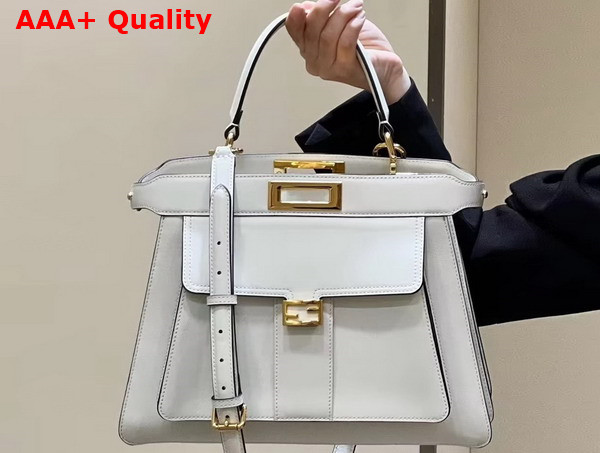 Fendi Peekaboo ISeeU Medium Handbag in White Leather with Pocket Replica