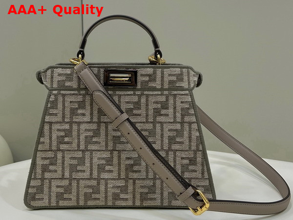 Fendi Peekaboo ISeeU Small Dove Gray FF Tapestry Fabric Bag Replica