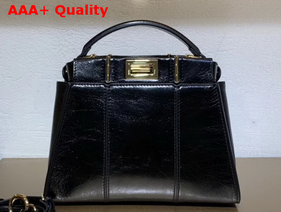 Fendi Peekaboo Iconic Mini Handbag in Black Vintage Leather Replica