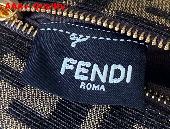 Fendi Peekaboo Iconic Mini Jacquard Fabric Interlace Bag in Khaki Replica