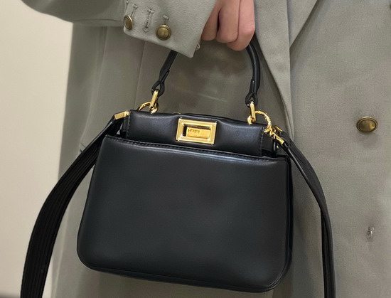 Fendi Peekaboo Iconic XS Black Leather Bag Replica