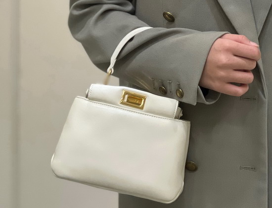 Fendi Peekaboo Iconic XS White Leather Bag Replica