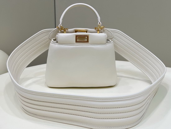 Fendi Peekaboo Iconic XS White Leather Bag Replica