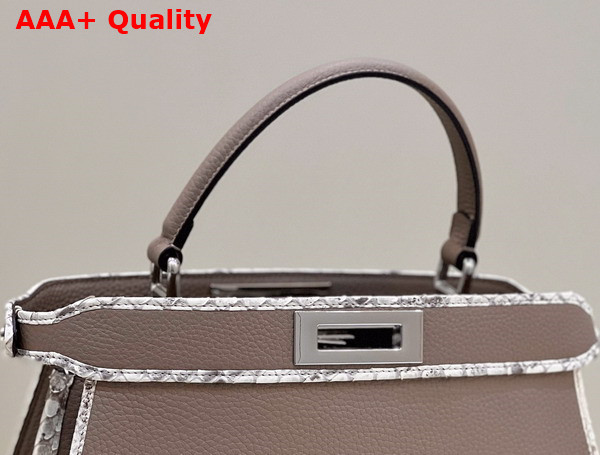 Fendi Peekaboo Iseeu Medium Bag in Dove Gray Grained Leather with Python Leather Trims Replica