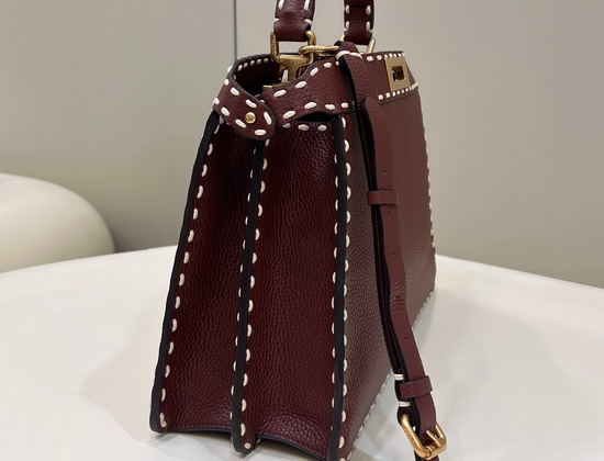 Fendi Peekaboo Iseeu Medium Burgundy Full Grain Leather Bag Replica