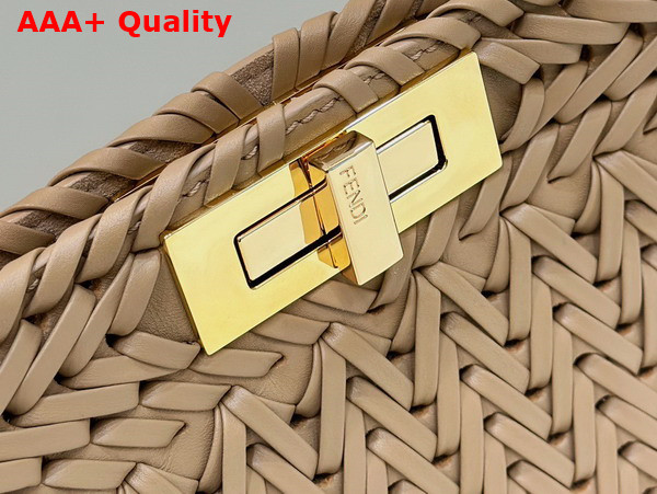 Fendi Peekaboo Iseeu Medium Handbag in Beige Woven Leather Replica