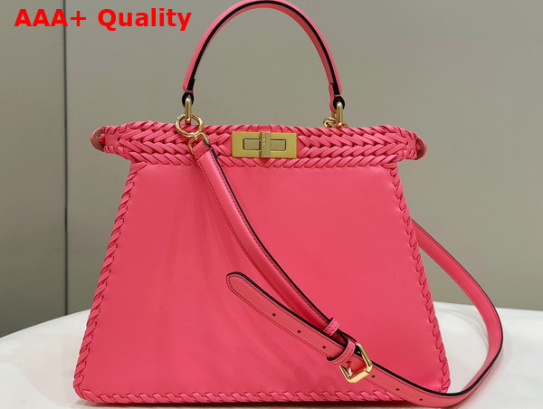 Fendi Peekaboo Iseeu Medium Handbag in Watermelon Woven Leather Replica