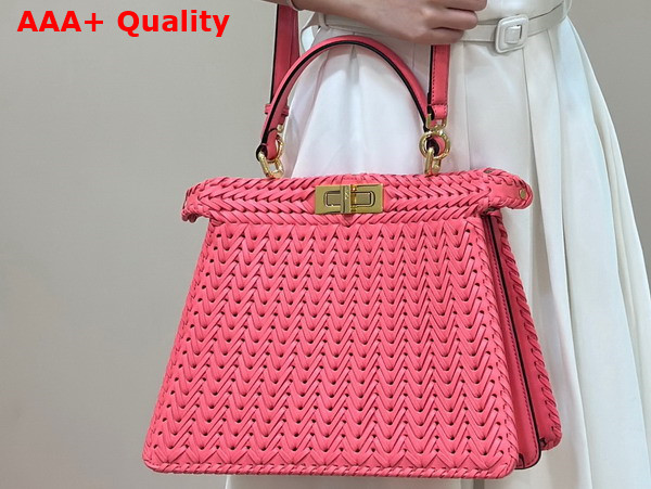 Fendi Peekaboo Iseeu Medium Handbag in Watermelon Woven Leather Replica