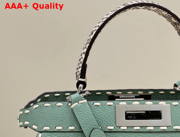 Fendi Peekaboo Iseeu Medium Mint Green Selleria Bag Romano Leather and Python Handle Replica